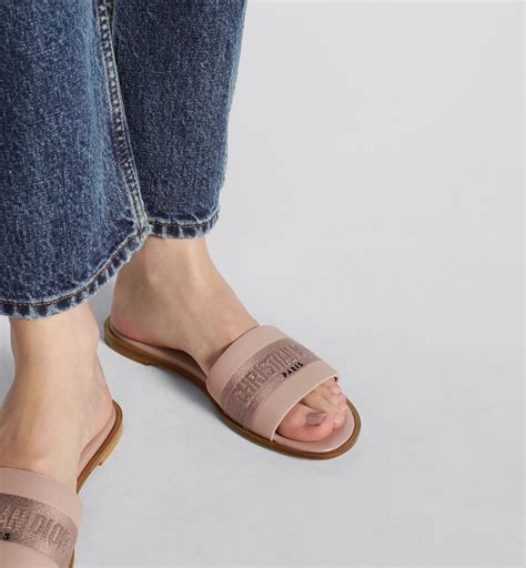 christian dior slides nude|Dway Slide Nude Calfskin and Embroidered Cotton .